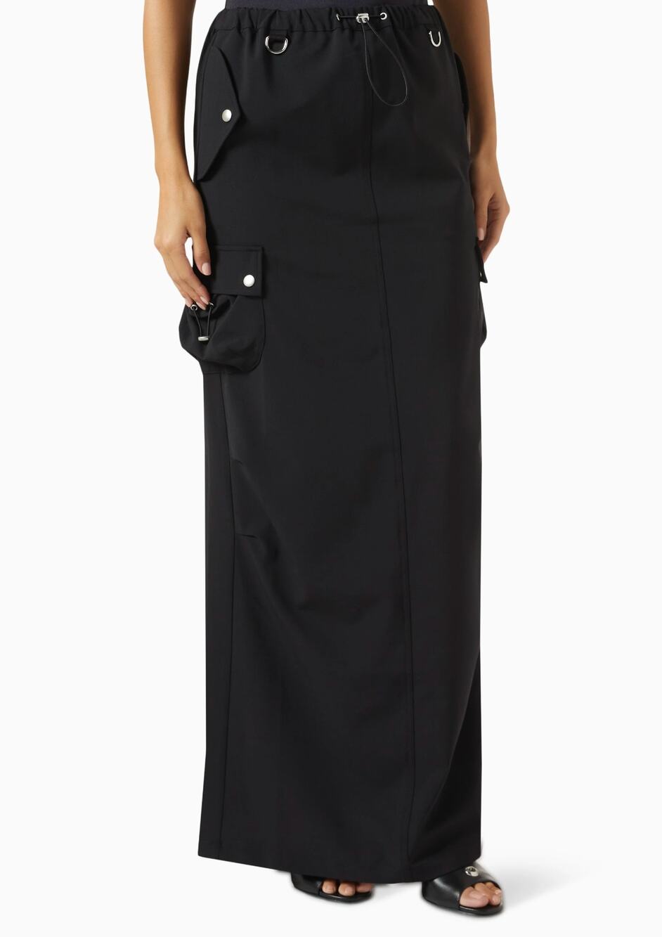 Coperni US 4 Black Tailored Cargo Maxi Skirt